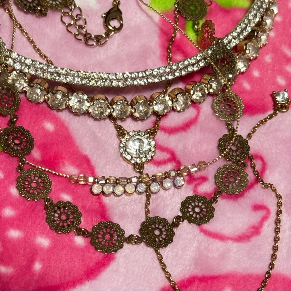 Forever 21 Gold Necklace Bundle Set of 5 Choker Chain Layering Y2K